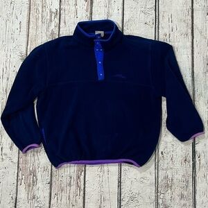 Vintage LL Bean Blue Snap T Pullover 1990s Jumper Fleece Pullover Jacket
